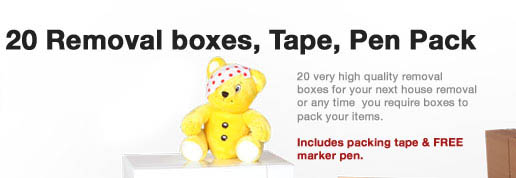 20 Removal boxes, Tape, Pen Pack - Only £25.00 Including Next-day Delivery